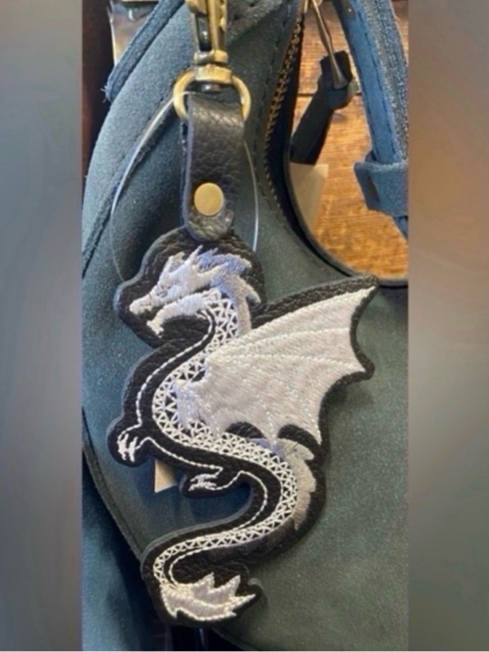Portland Leather Pebbled Black Dragon Bag Charm Bag Flair - NEW